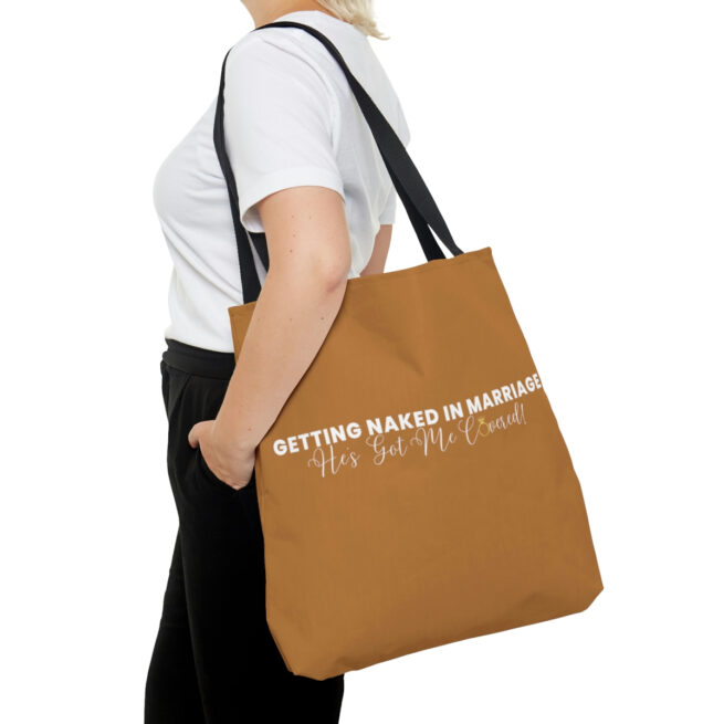 GNIM He's Got Me Covered | Tan AOP Tote Bag - Image 4