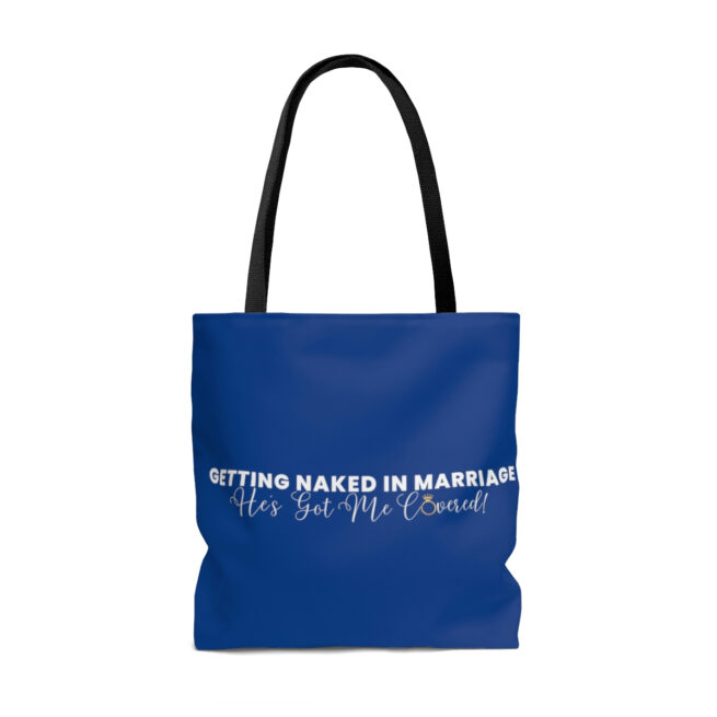 GNIM He's Got Me Covered | Blue AOP Tote Bag - Image 2