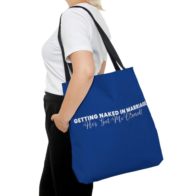 GNIM He's Got Me Covered | Blue AOP Tote Bag - Image 4