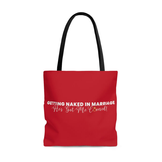 GNIM He's Got Me Covered | Red AOP Tote Bag