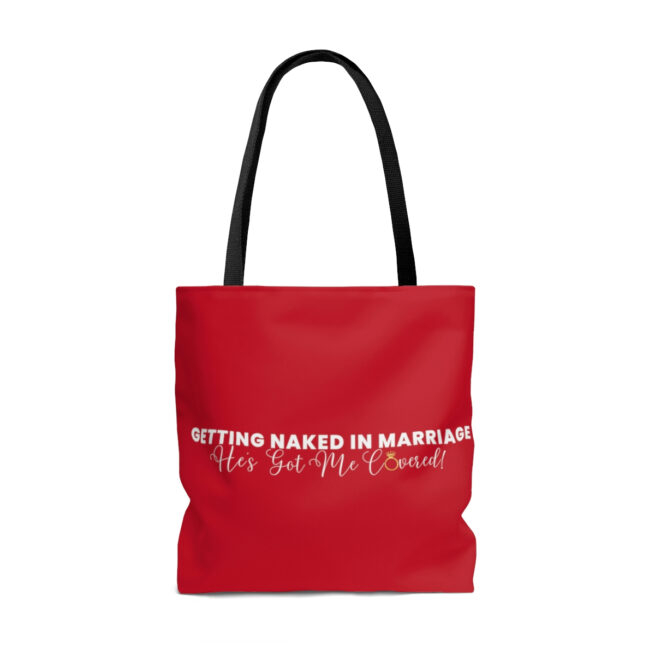 GNIM He's Got Me Covered | Red AOP Tote Bag - Image 2