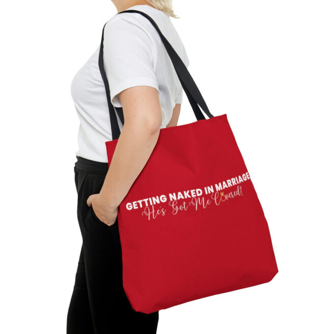 GNIM He's Got Me Covered | Red AOP Tote Bag - Image 4