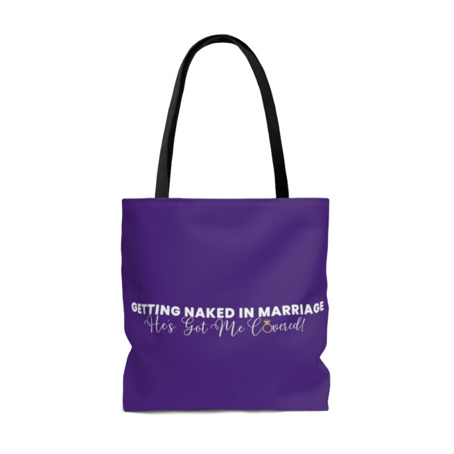 GNIM He's Got Me Covered | Purple AOP Tote Bag - Image 2