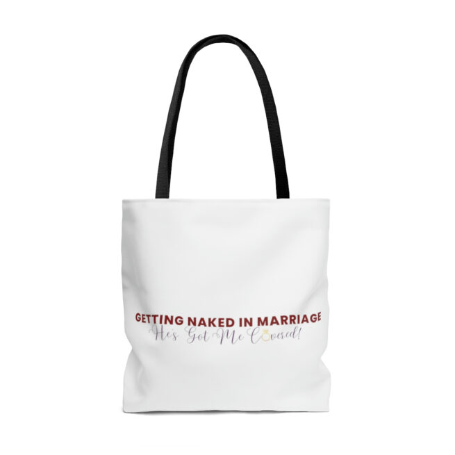 GNIM He's Got Me Covered| White AOP Tote Bag - Image 2